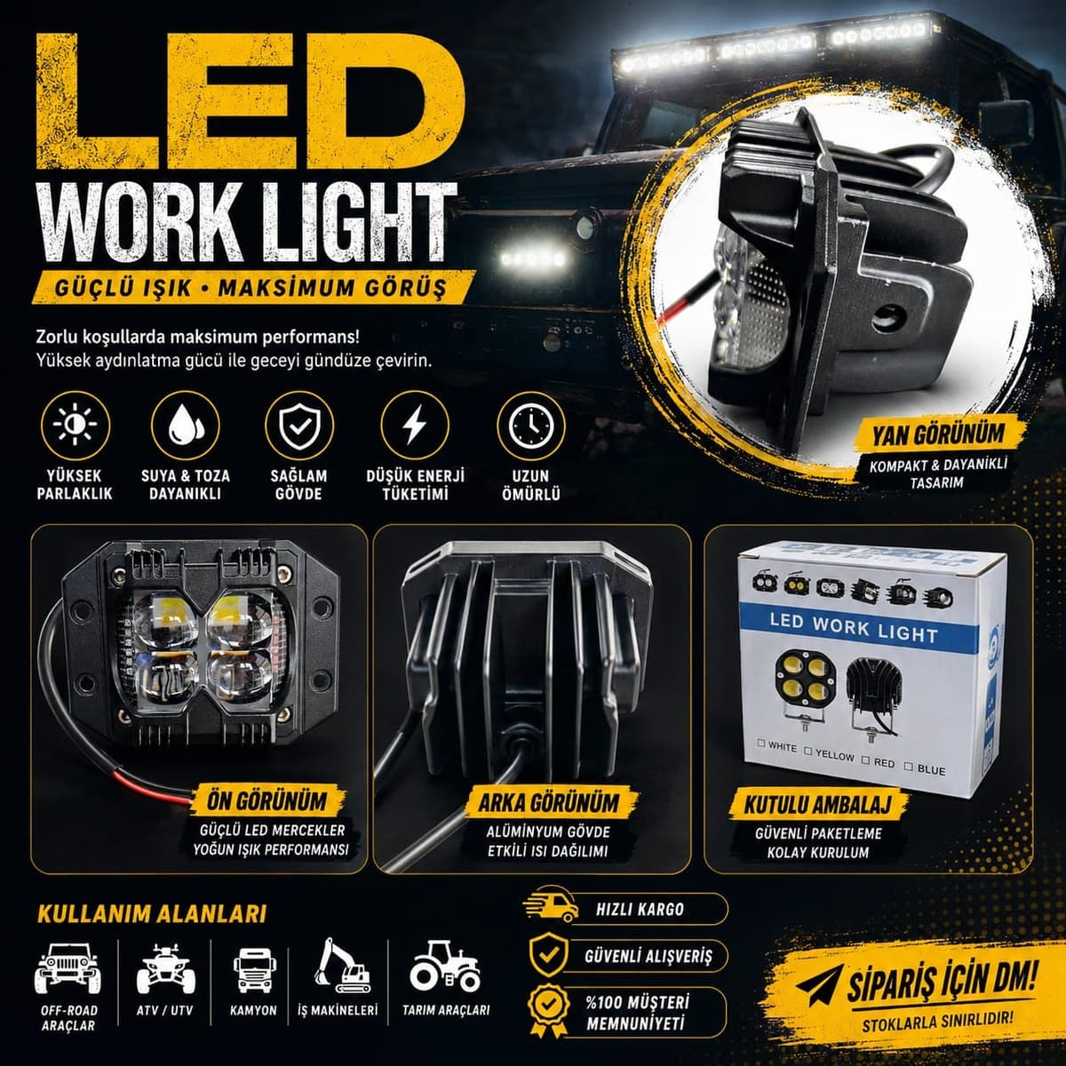 LED Work Light (Çift Modlu)