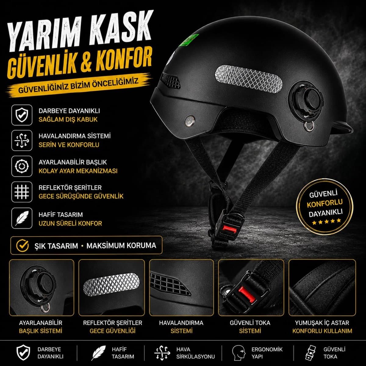 Yarım Kask (Siyah)