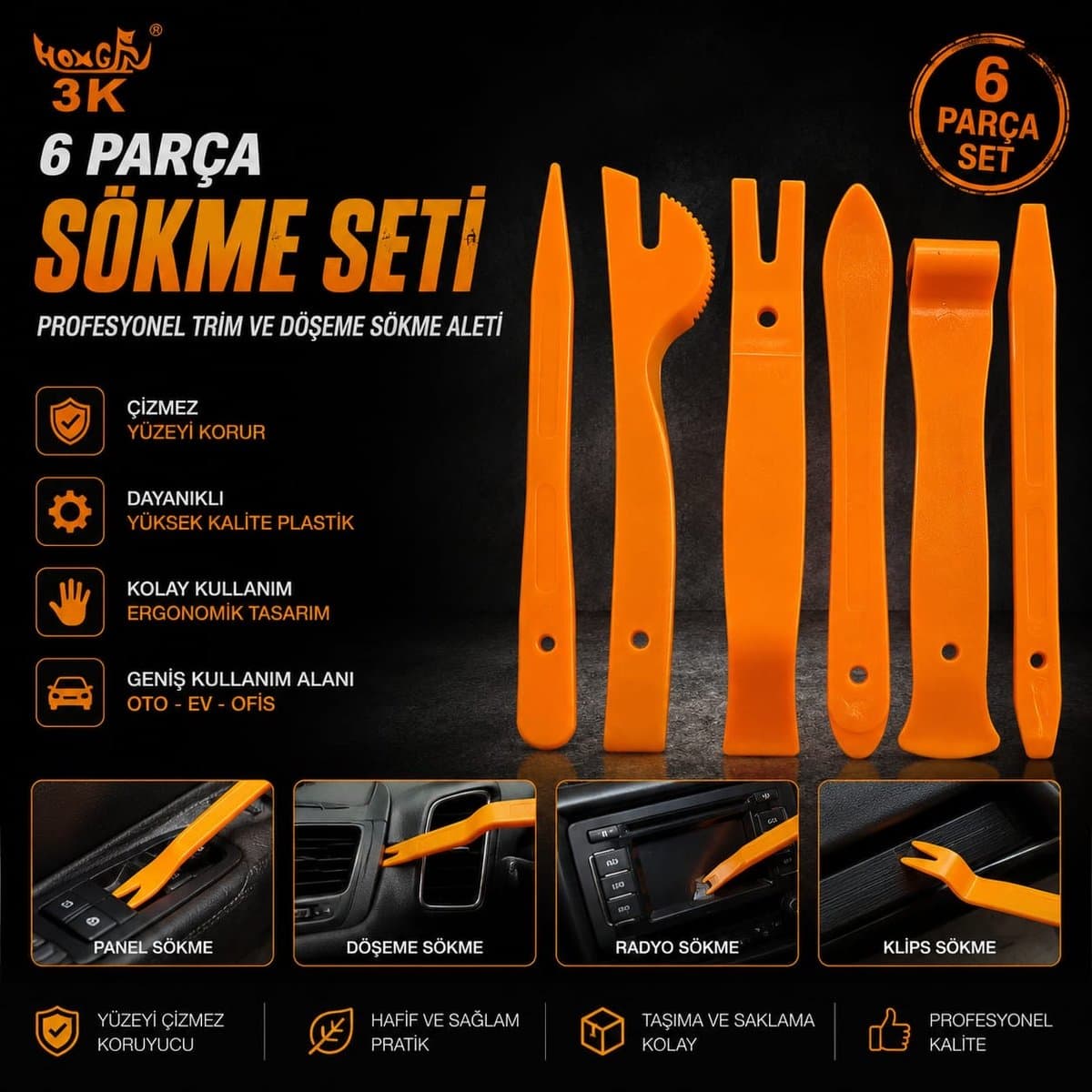 6 Parça Trim Sökme Seti