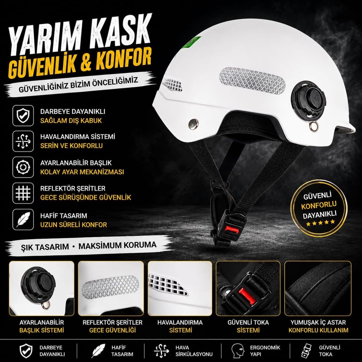 Yarım Kask (Beyaz)