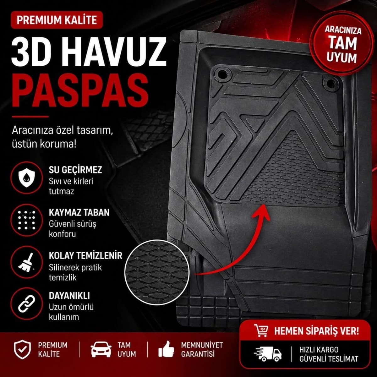 3D Havuzlu Paspas