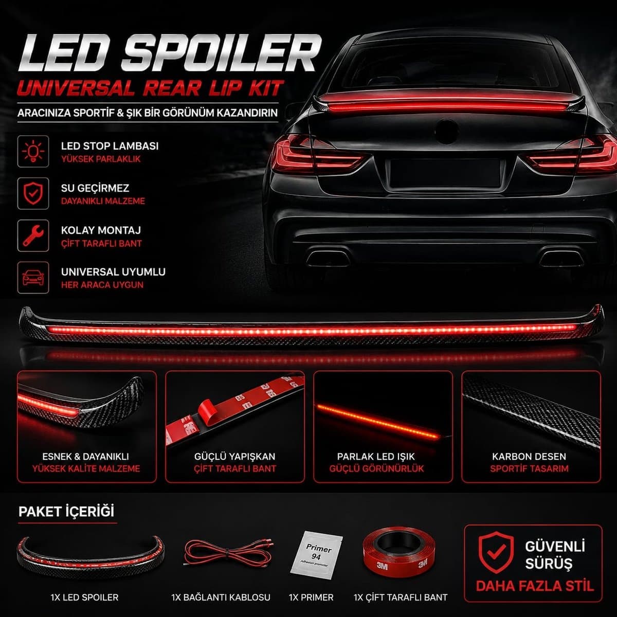 Universal LED Spoiler (Arka Lip Kit)