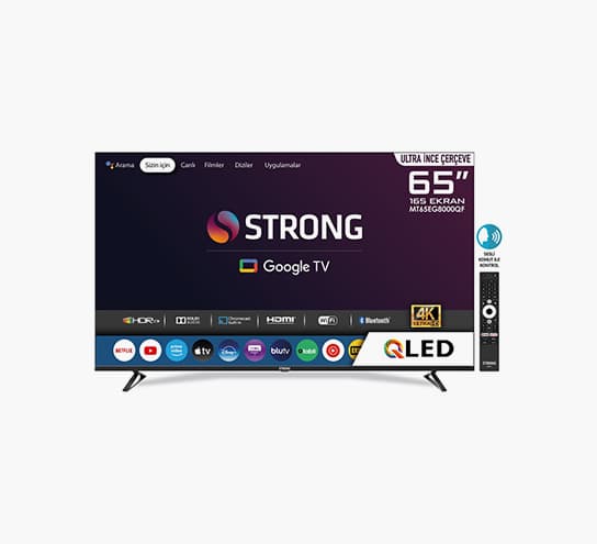 Strong 65" (165 cm) 4K Ultra HD QLED Google TV, Dahili Uydu Alıcılı