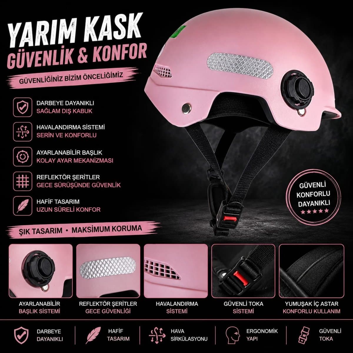 Yarım Kask (Pembe)