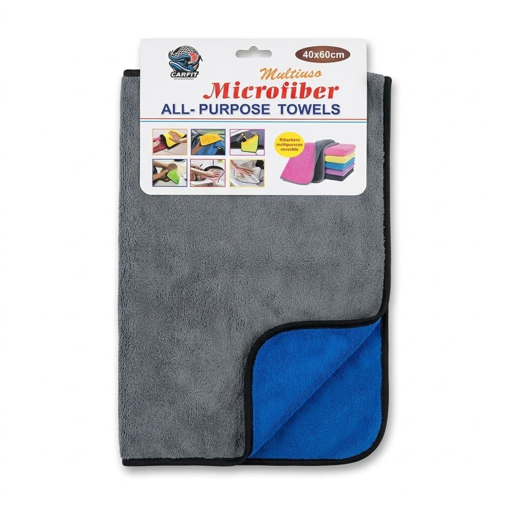 Çift Taraflı Mikrofiber Havlu (Gri-Mavi)