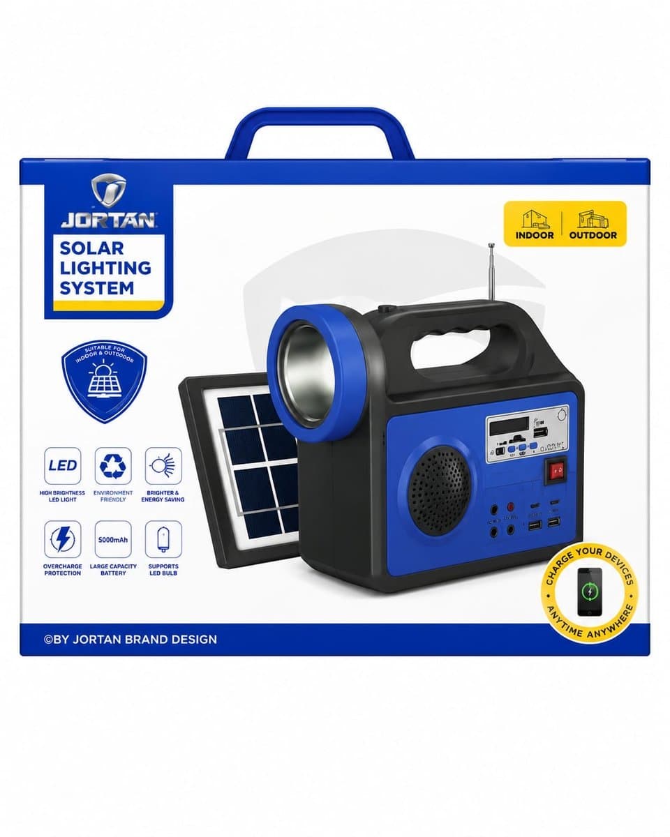 Jortan Solar El Feneri & Radyo (5000 mAh, Mavi)
